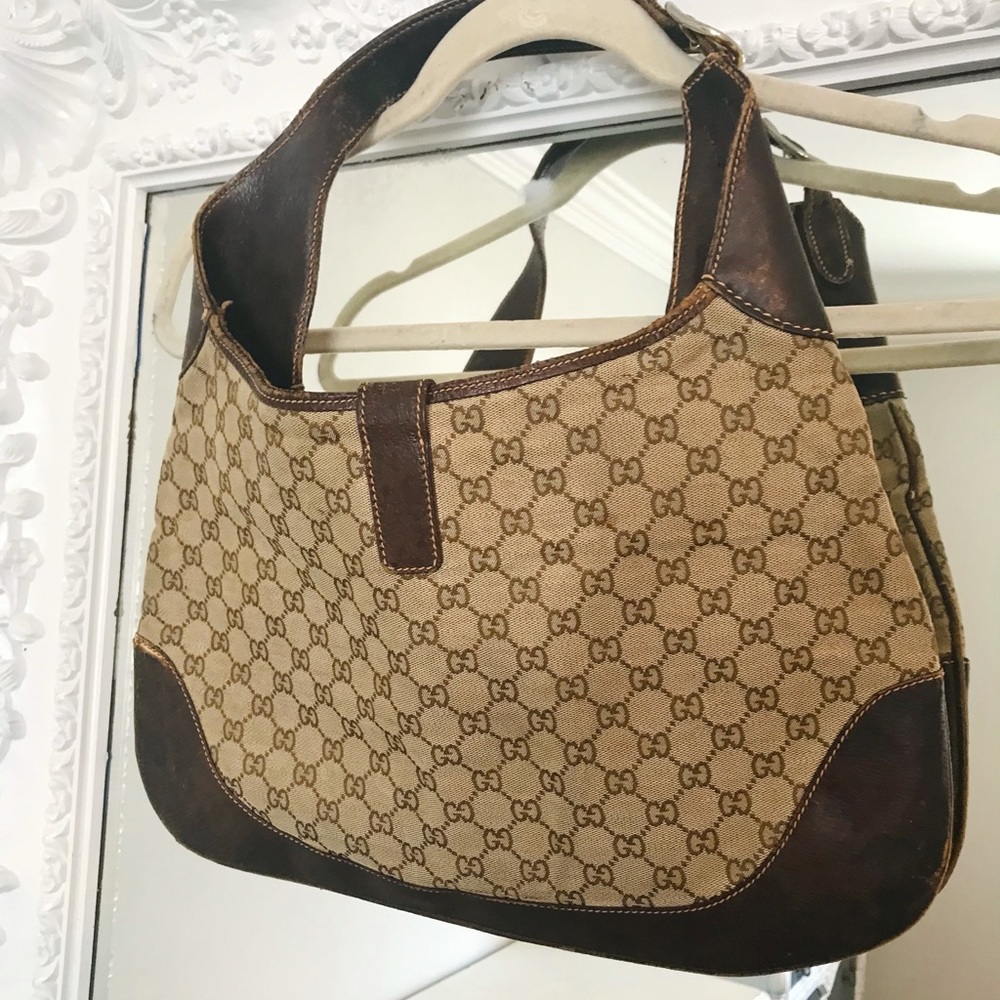 VINTAGE Gucci Hobo Monogram Logo Crescent Handbag - Picture 7 of 15